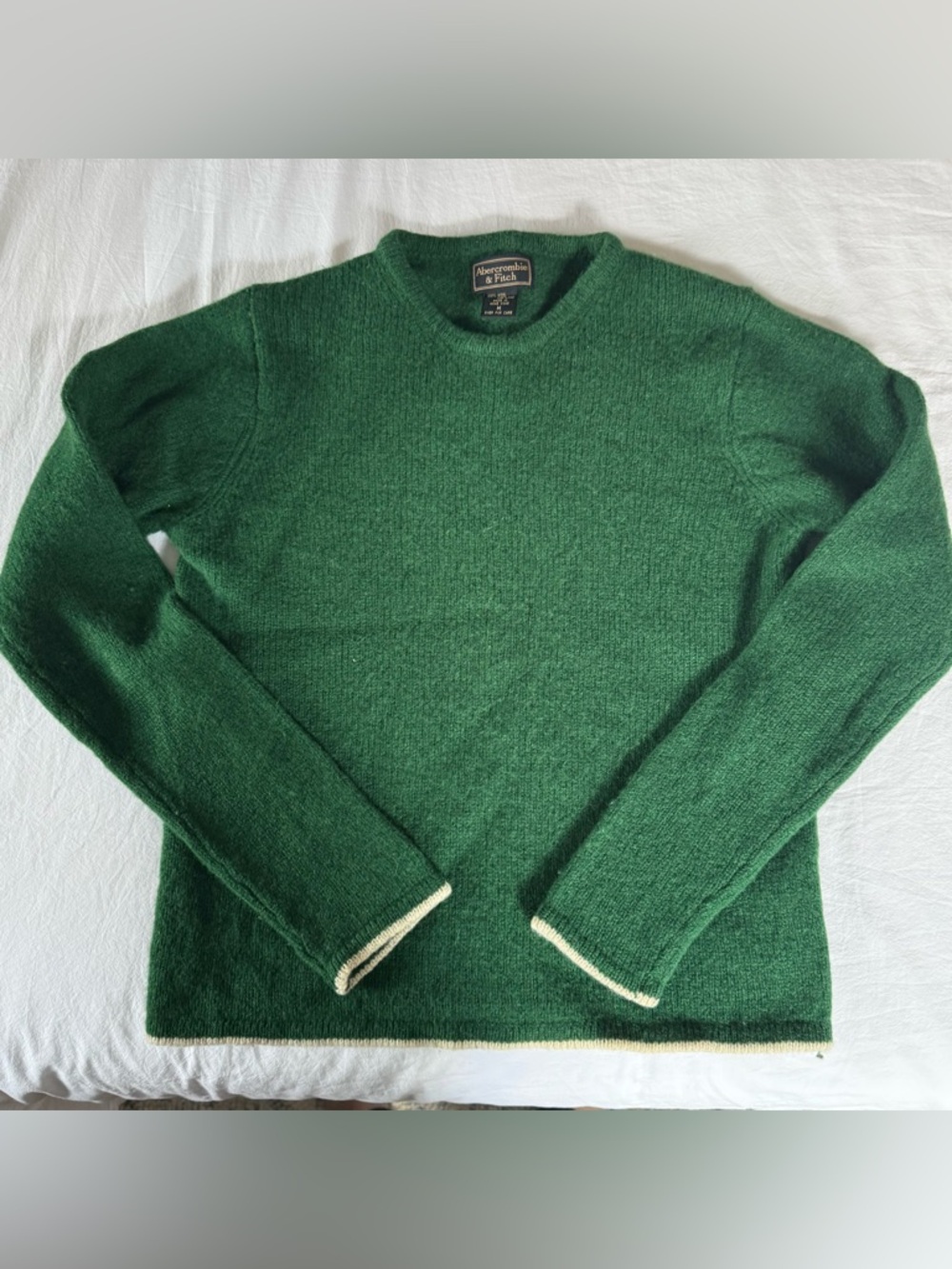 Abercrombie & Fitch Vintage Women’s Crewneck Sweater in Green with White Trim